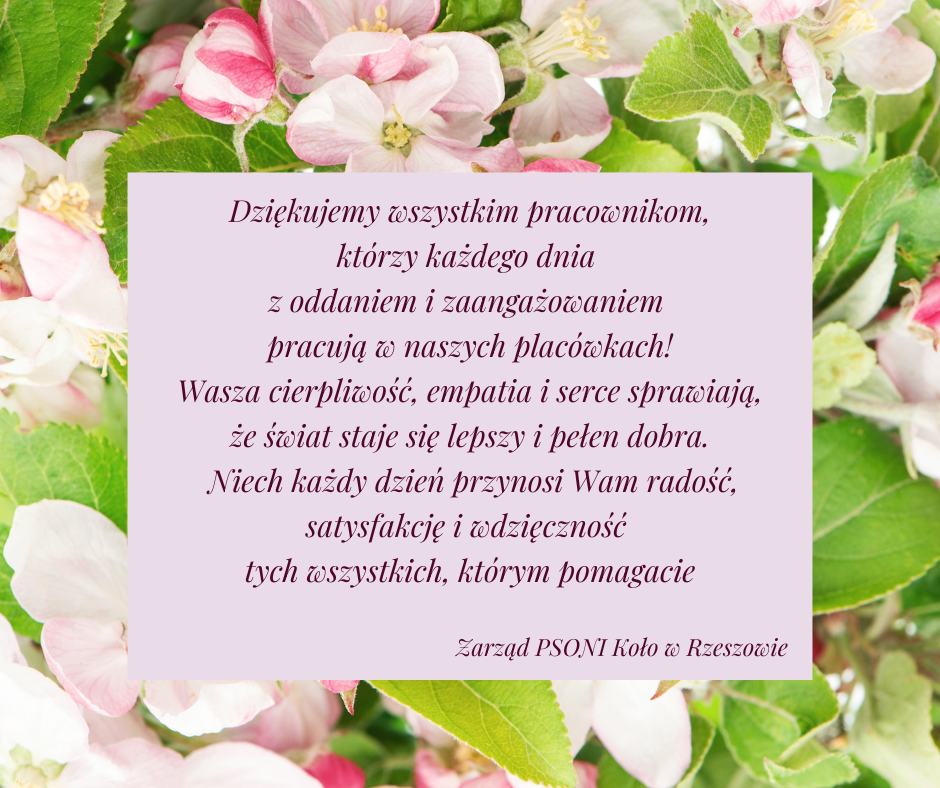 Dziękujemy wszystkim którzy każdego dnia z oddaniem pracują z dziećmi w placówkach PSONI Wasza cierpliwość empatia i serce sprawiają że świat staje się lepszy i pełen dobra. Niech każdy dzień 